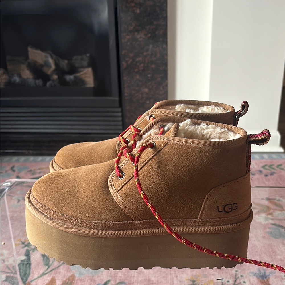 UGG Chestnut Suede Platform Boots